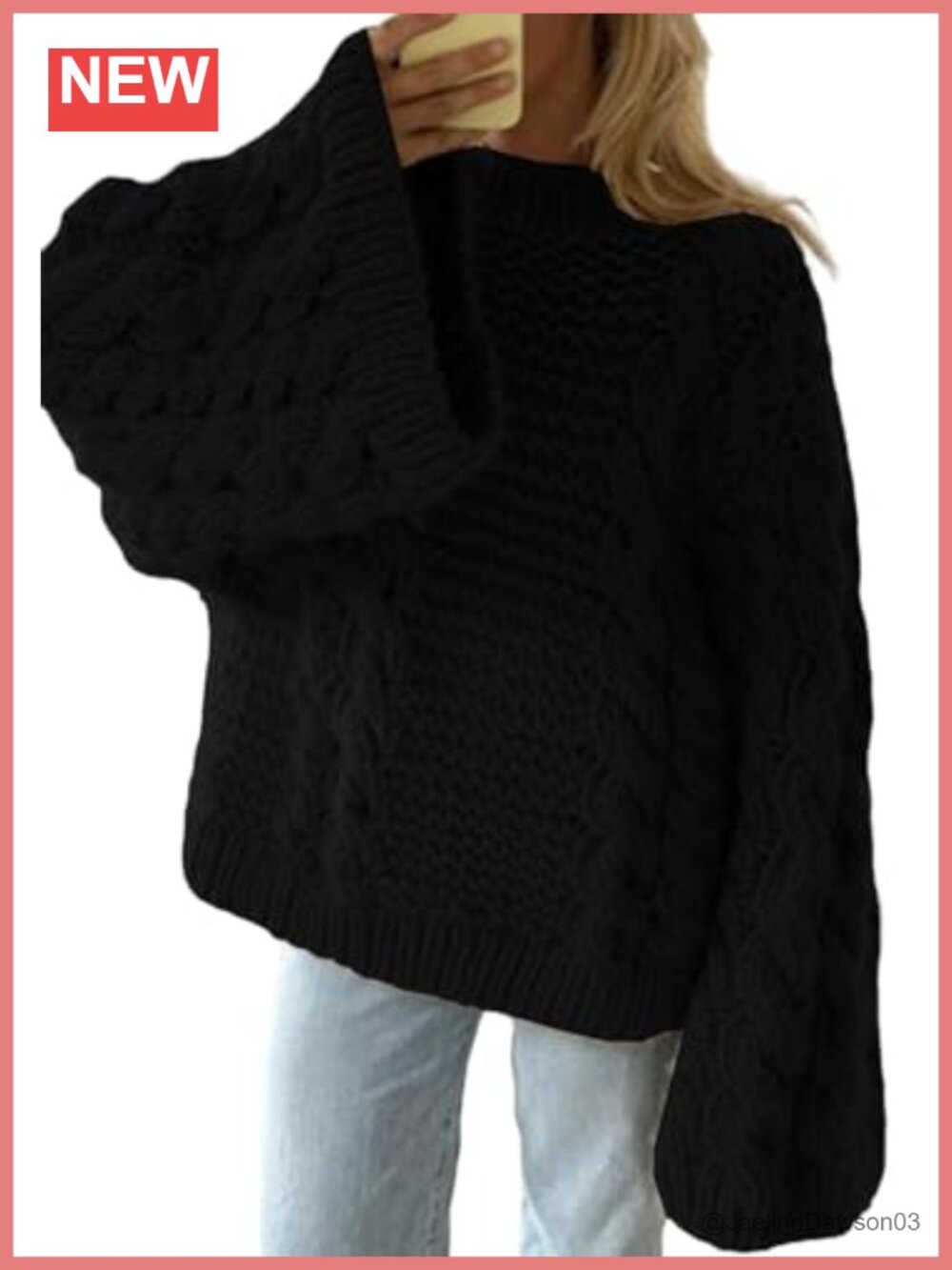 Oversized Cable Knit Sweater Long Sleeve Chunky Pullover
